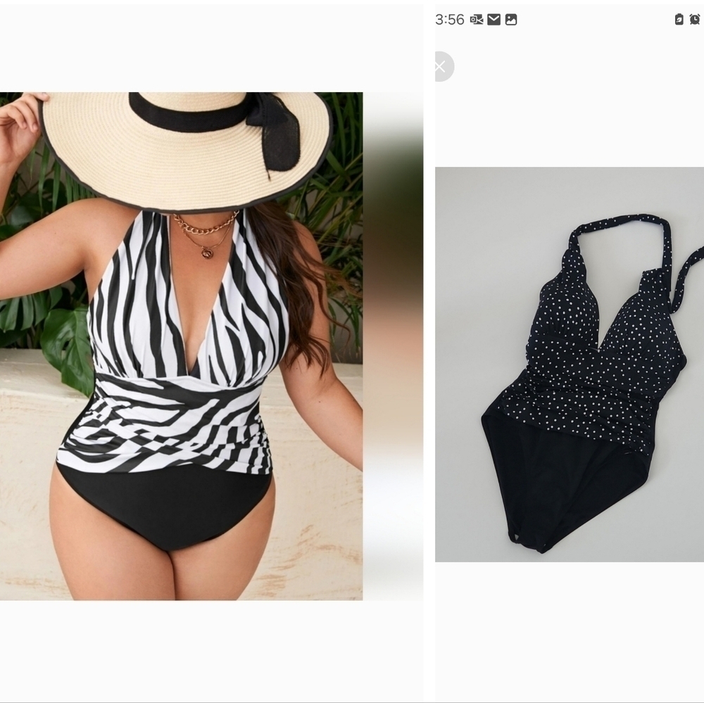 LA BLANCA | Polka dot swimsuit one piece black white sz 10